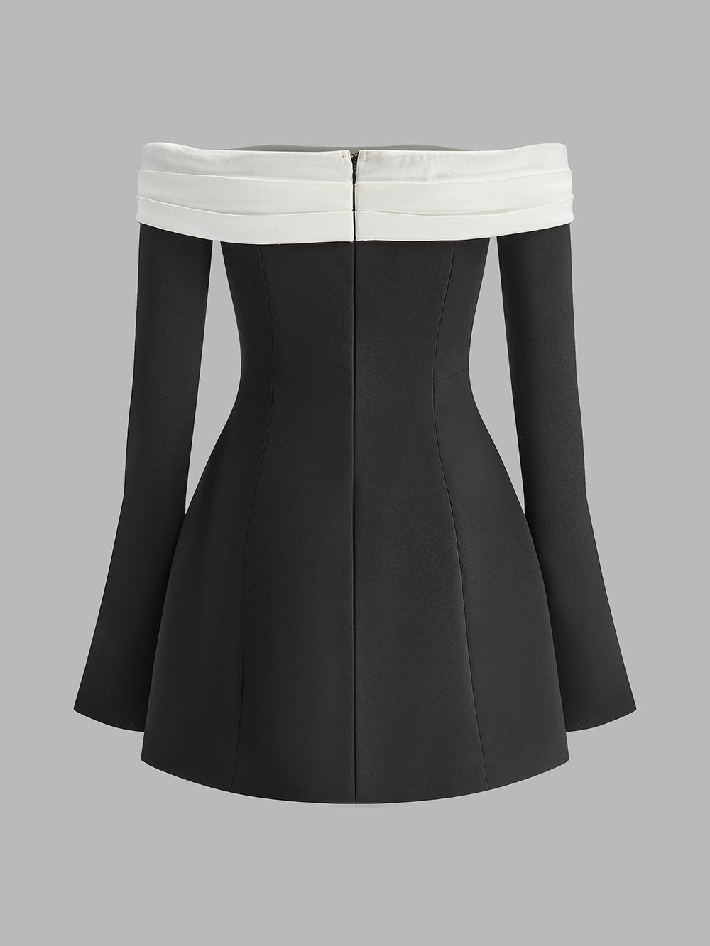 Robe à Manches Évasées à Volants et Bloc de Couleurs