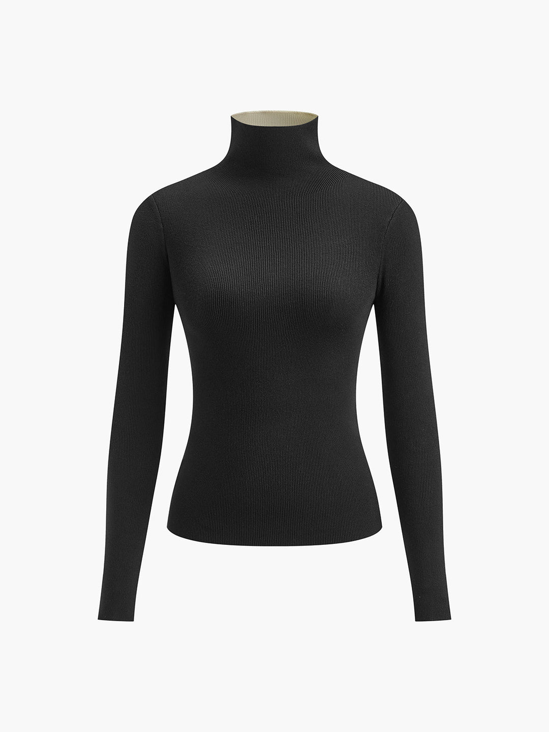 Haut en tricot à manches longues réversible bicolore