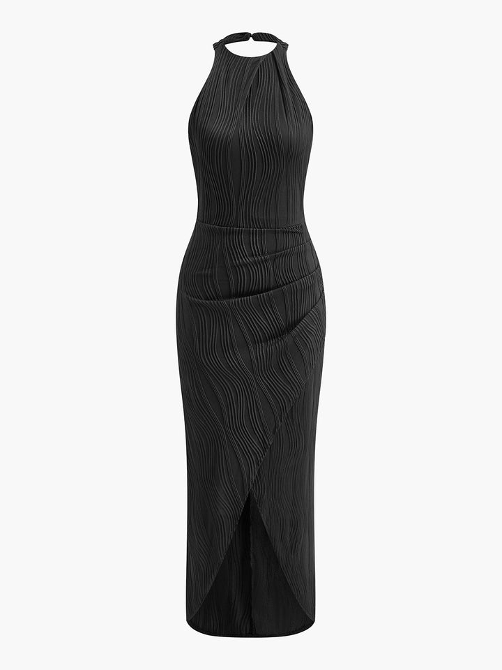 Robe à col bénitier plissé