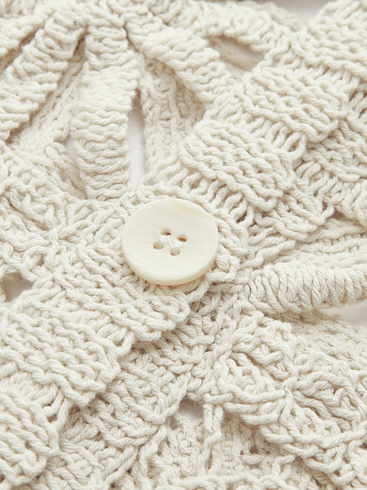 Cardigan à Boutons avec Motif Carré au Crochet