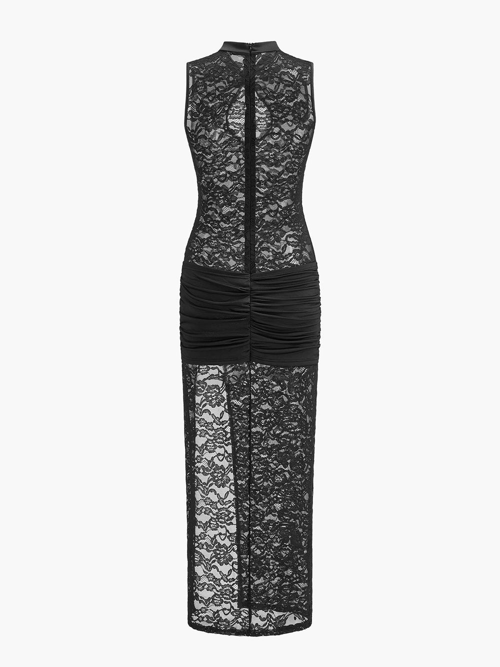 Robe en dentelle transparente avec découpe en trou de serrure et design drapé