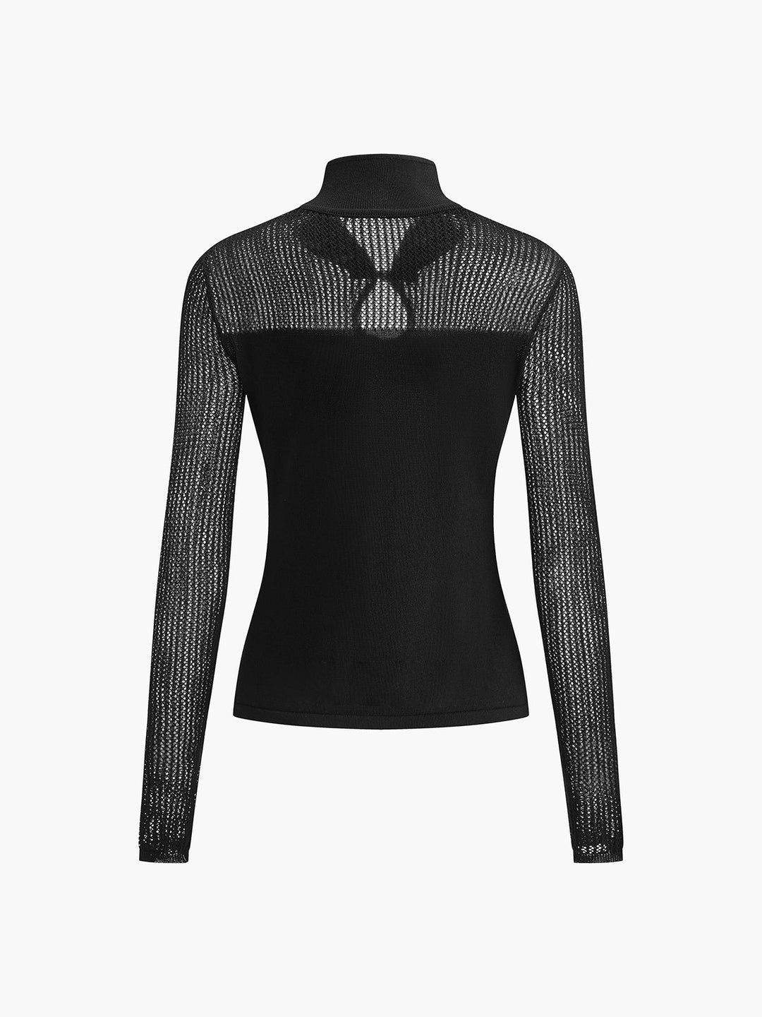 Haut en tricot semi-transparent à encolure en trou de serrure