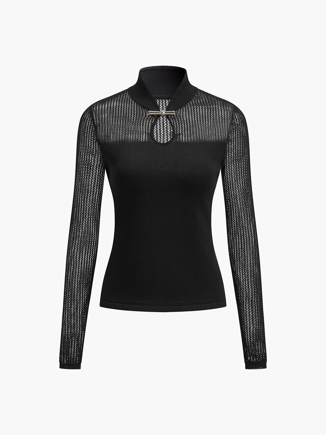 Haut en tricot semi-transparent à encolure en trou de serrure