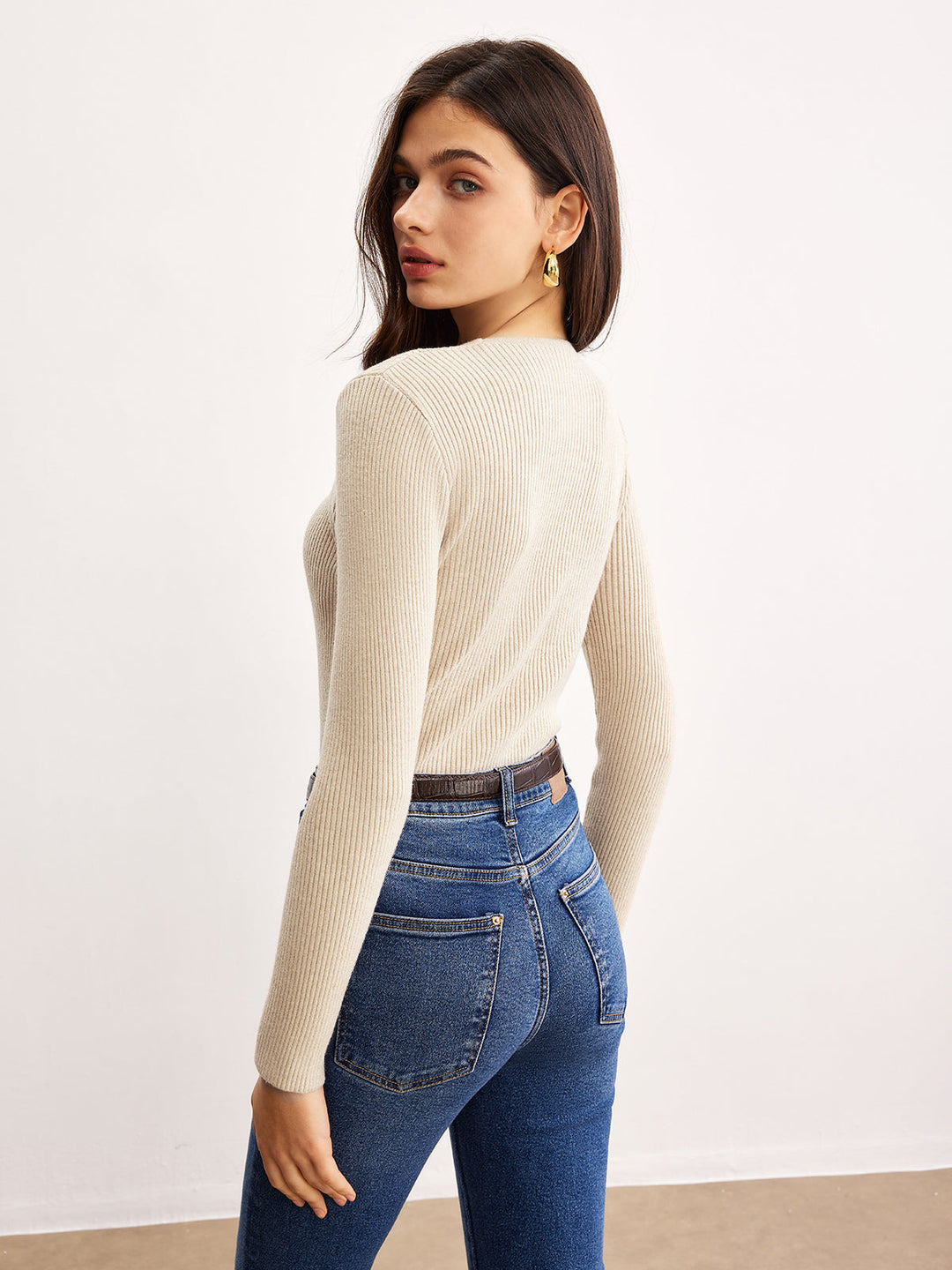 Pull En Maille à Découpes Chinoises