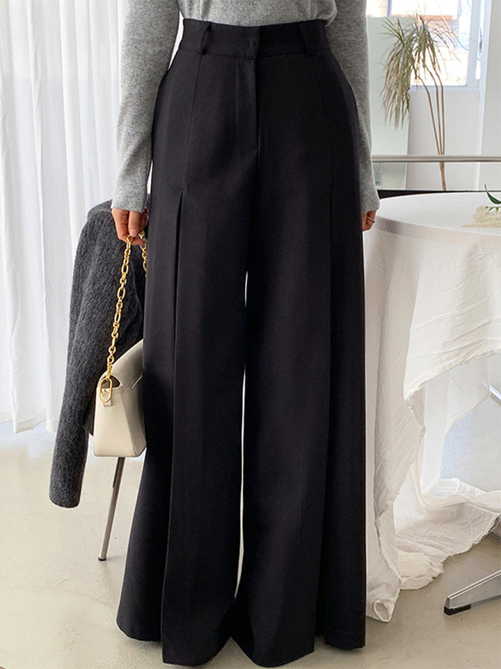 Pantalons Large Taille Haute Plissés
