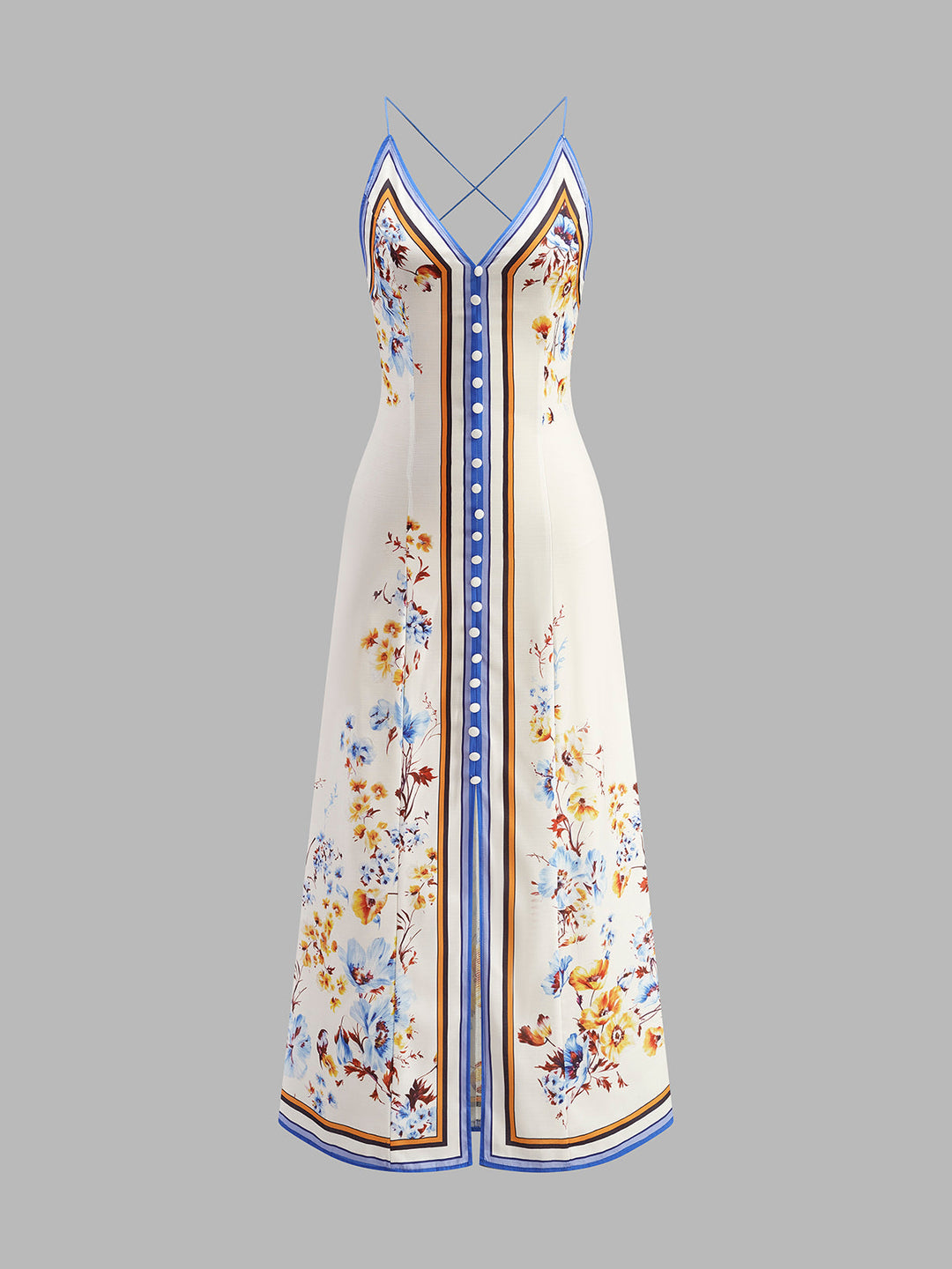 Robe longue décontractée à imprimé floral et col licou