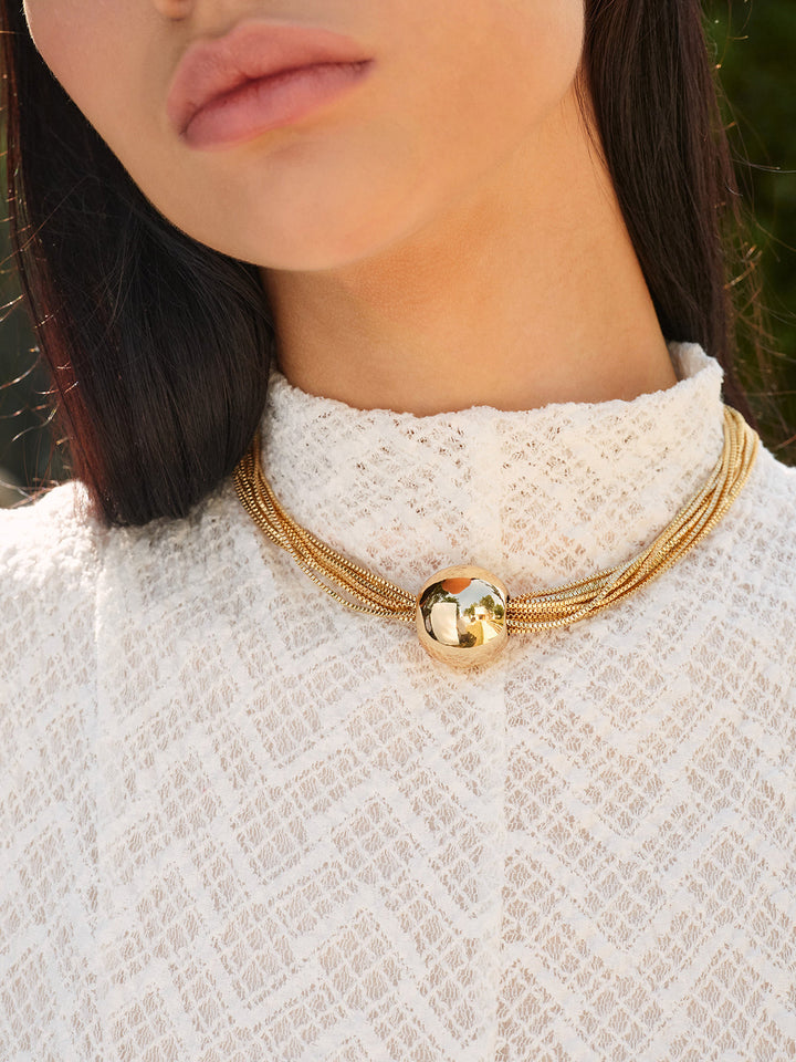 Collier ras du cou à billes brillantes à chaînes multiples