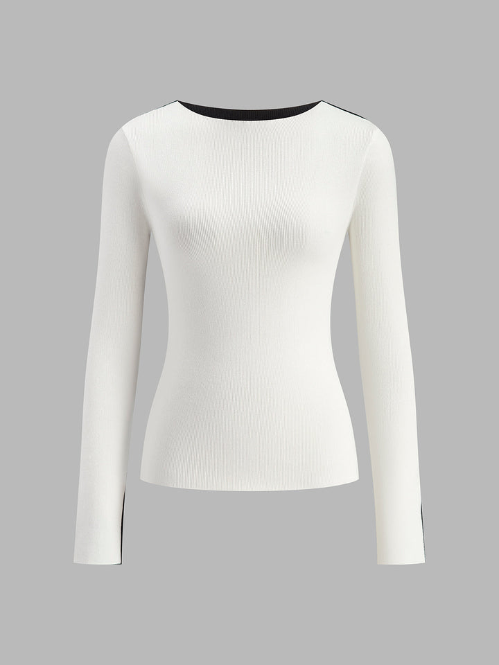 Haut en tricot à panneaux bicolores