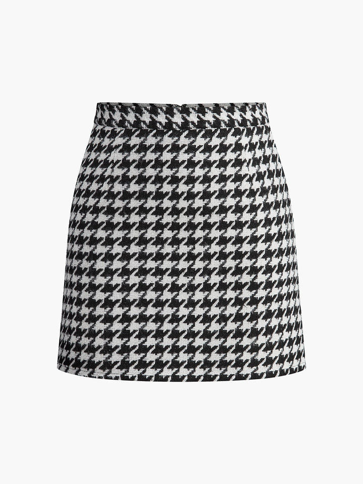 Mini-jupe à carreaux en tweed