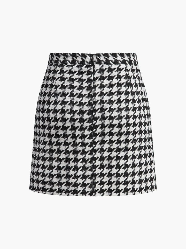 Mini-jupe à carreaux en tweed