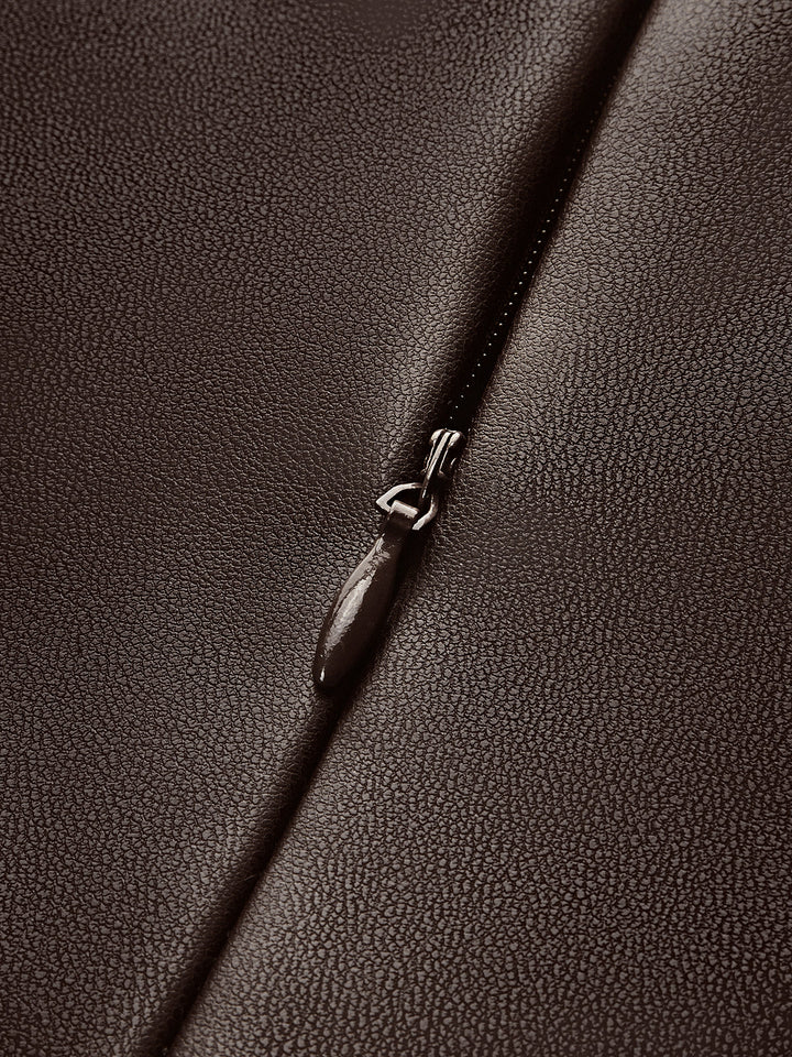Robe Moulante à Bretelles Fausse Cuir
