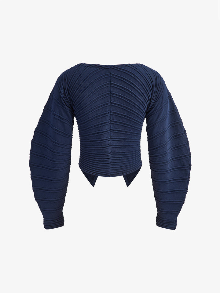 Haut en tricot boutonné plissé