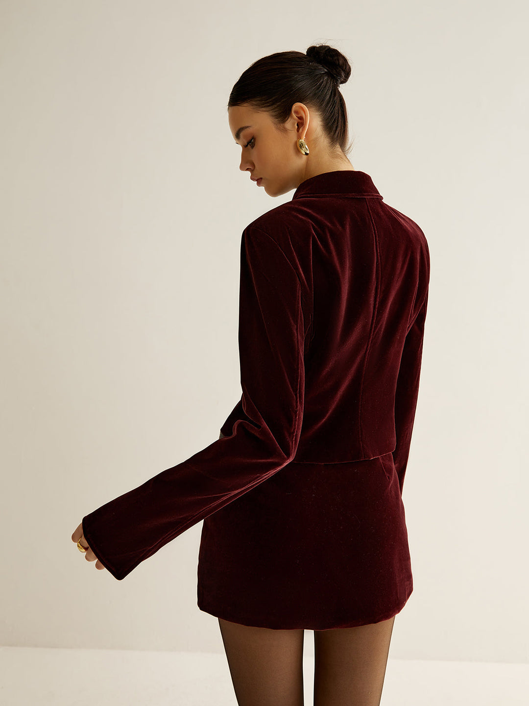 Blazer Court en Velours à Revers