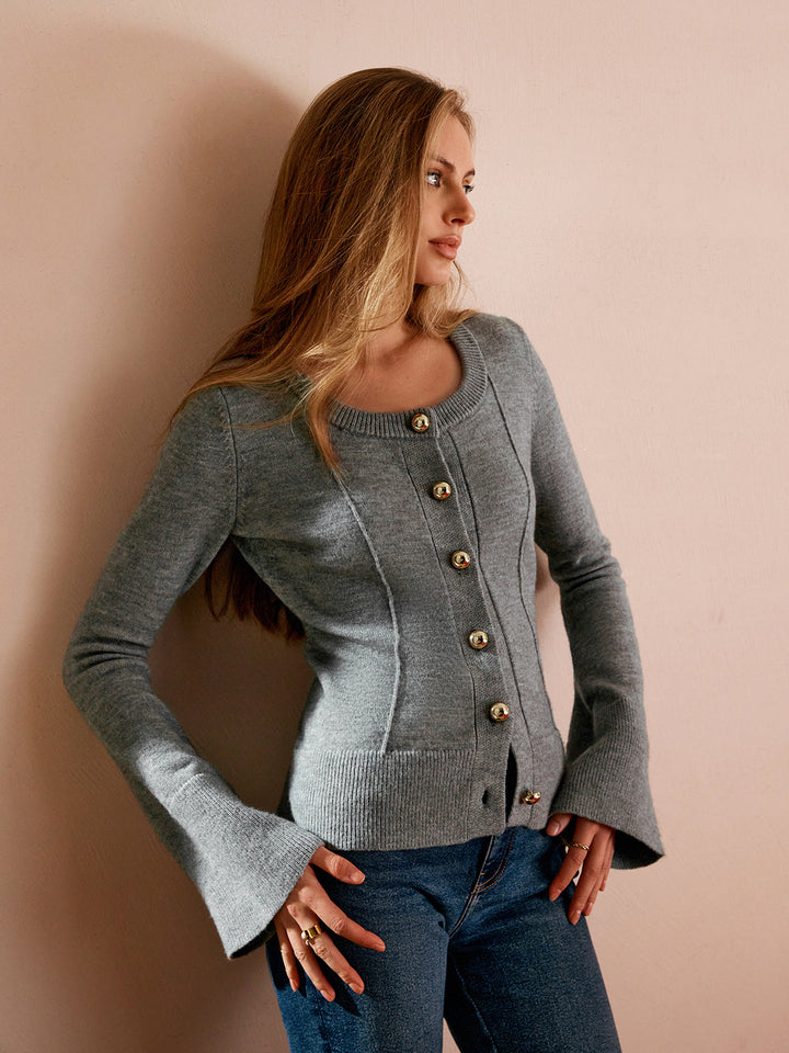 Cardigan Ajusté à Manches Évasées