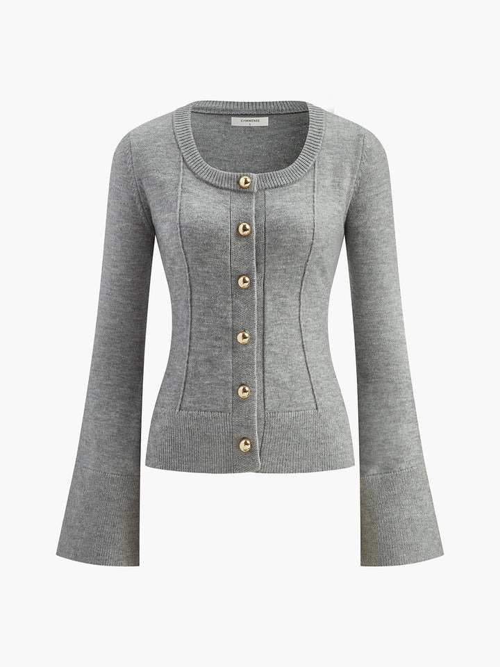 Cardigan Ajusté à Manches Évasées