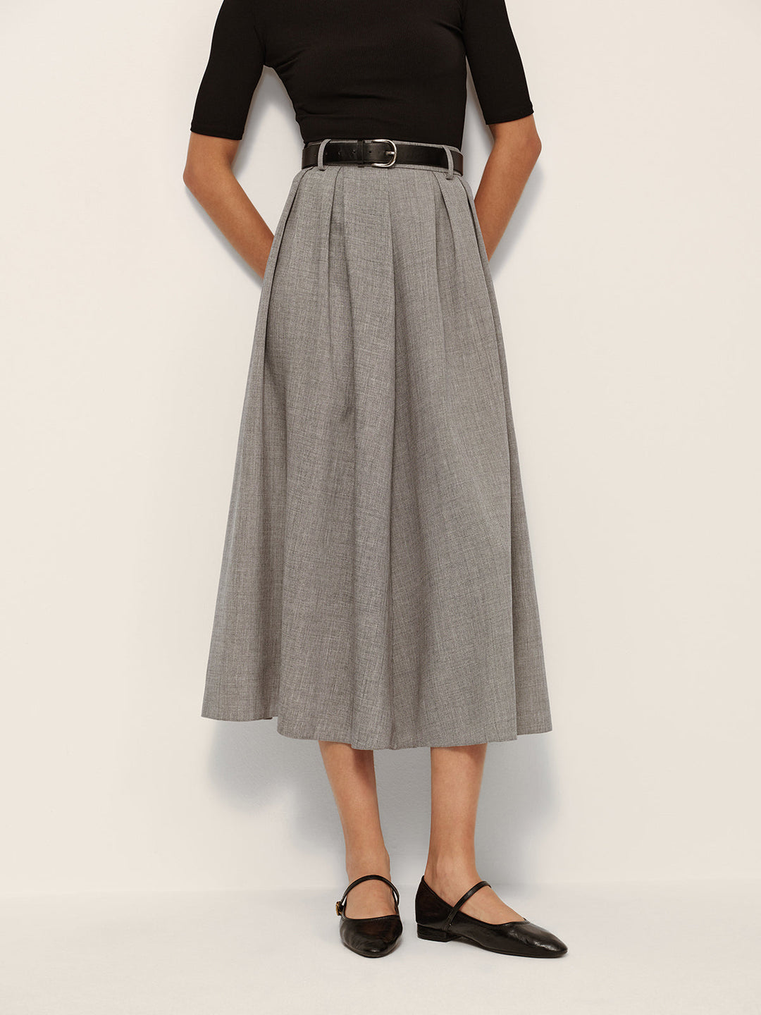 Jupe à carreaux plissée taille mi-haute