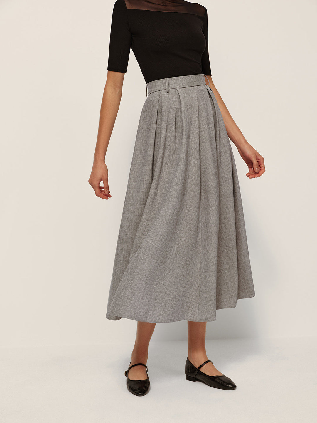 Jupe à carreaux plissée taille mi-haute