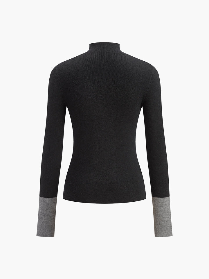 Haut en tricot avec poignets contrastants