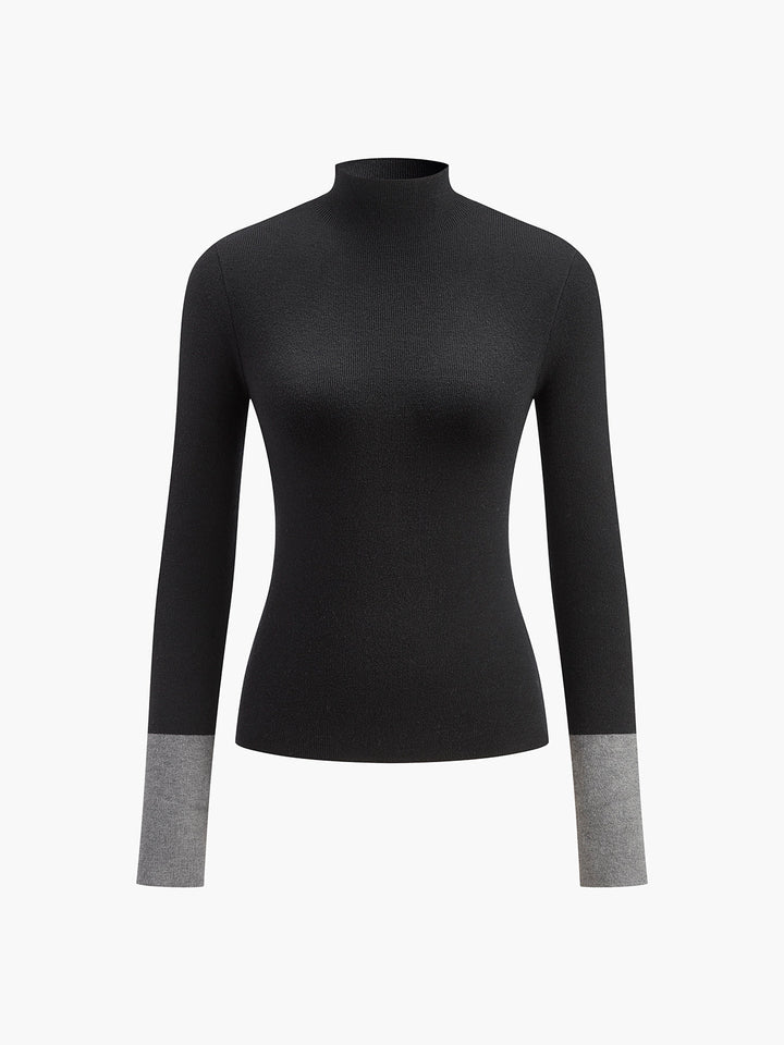 Haut en tricot avec poignets contrastants