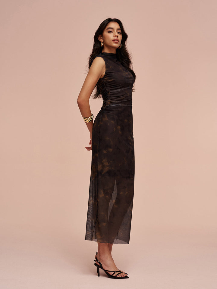 Robe en maille sans manches doublée de jersey