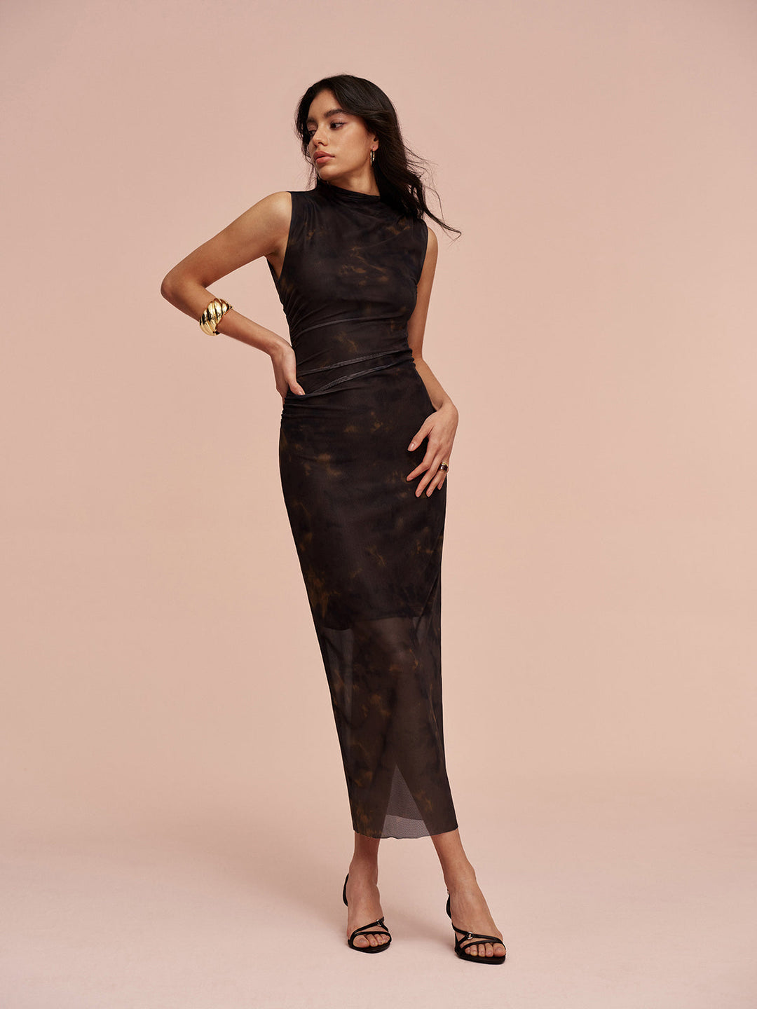 Robe en maille sans manches doublée de jersey