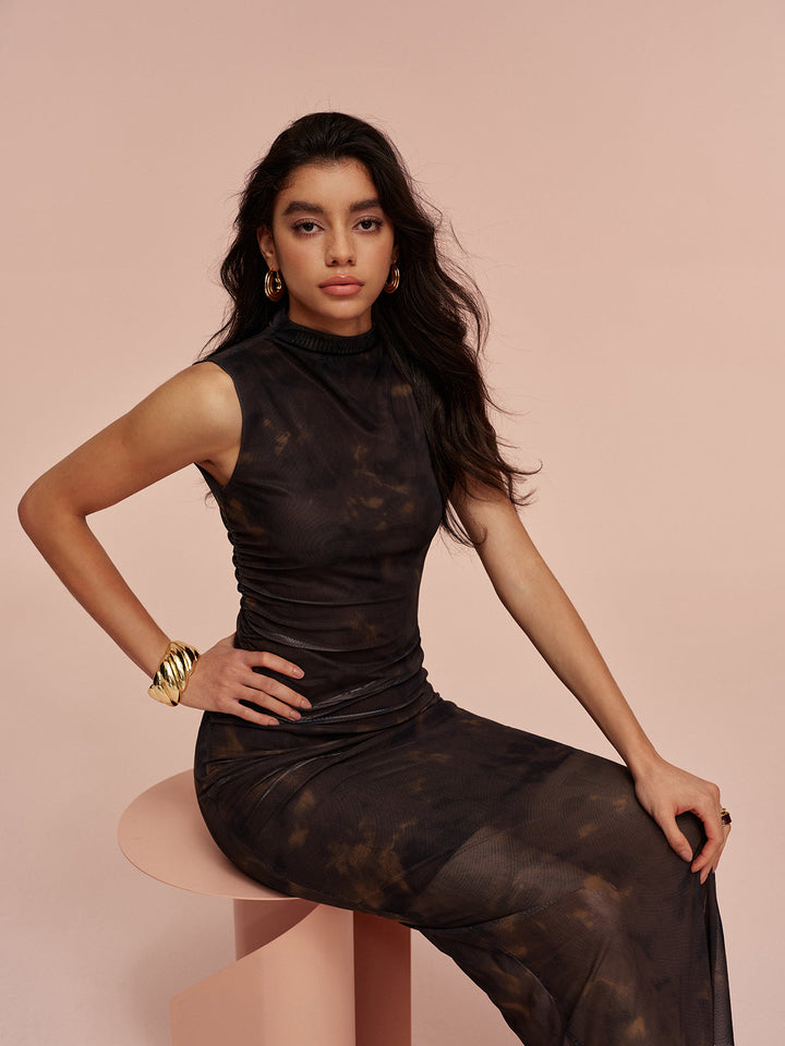 Robe en maille sans manches doublée de jersey
