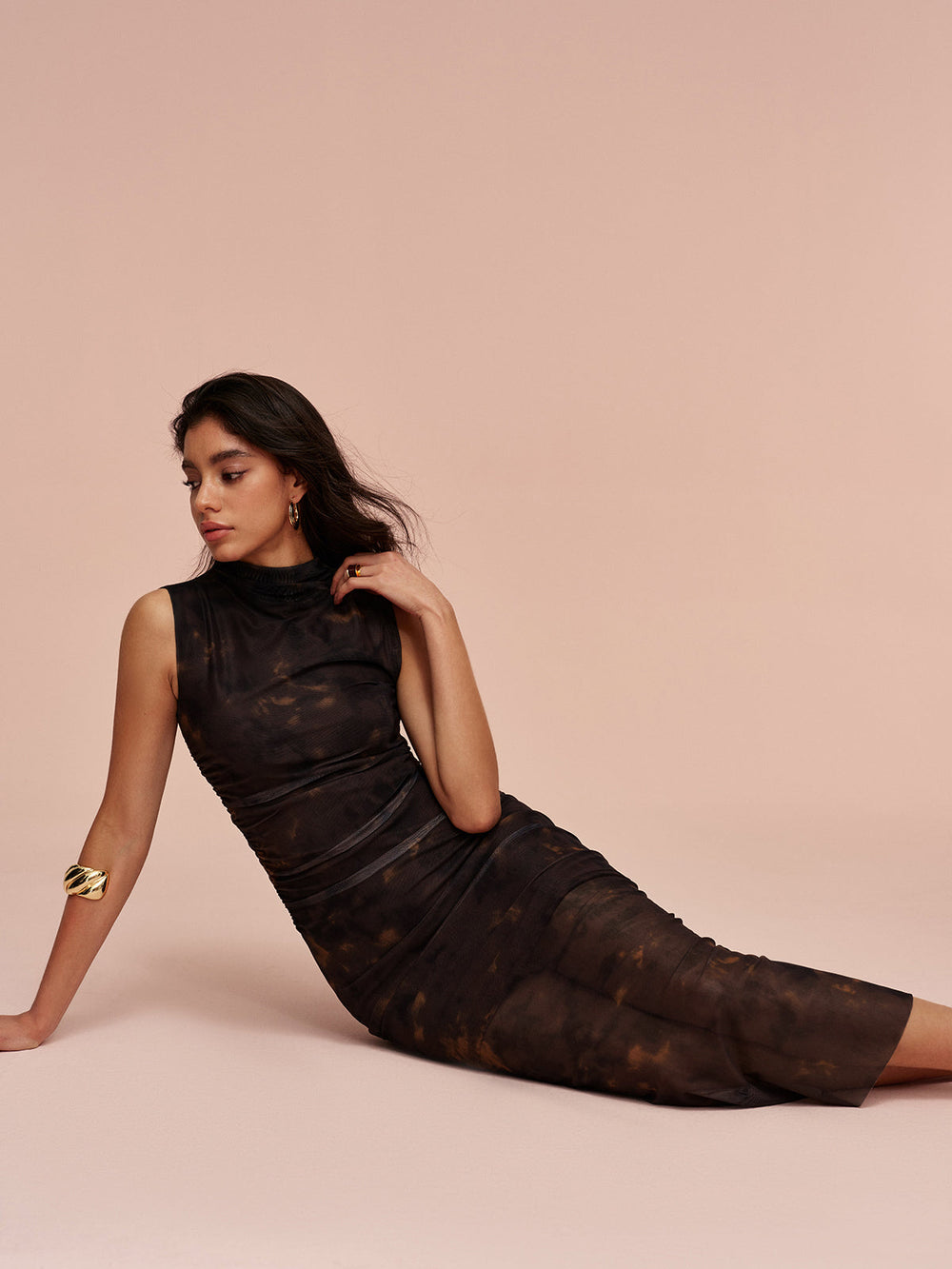 Robe en maille sans manches doublée de jersey