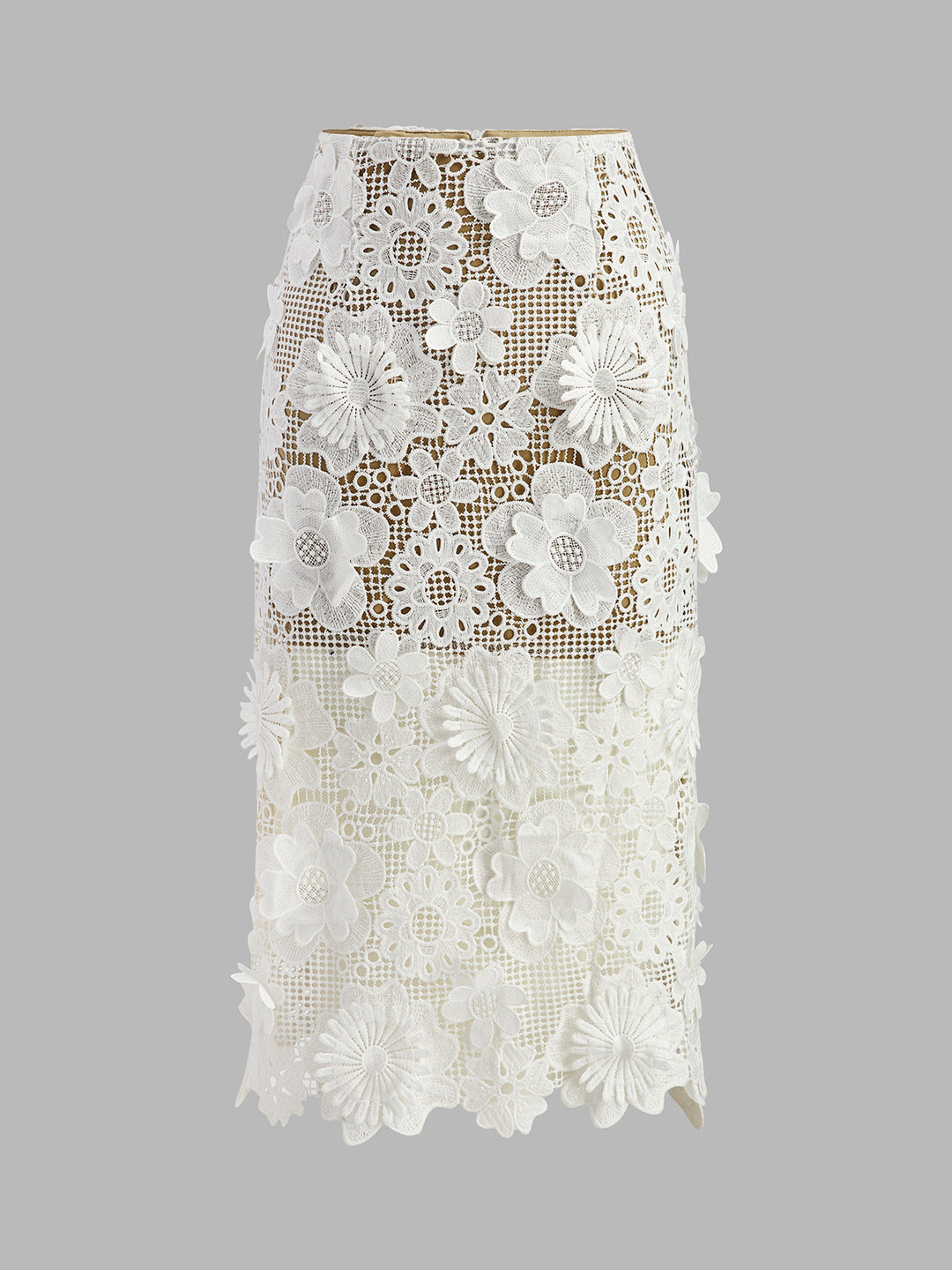 Ensemble Jupe-Top Asymétrique en Dentelle Florale