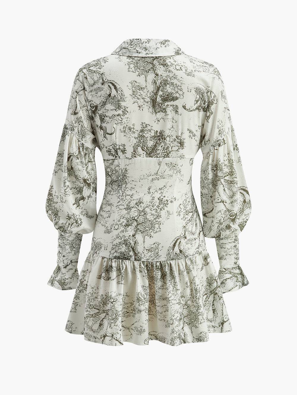 Robe à Manches Bouffantes Florales à Cordon