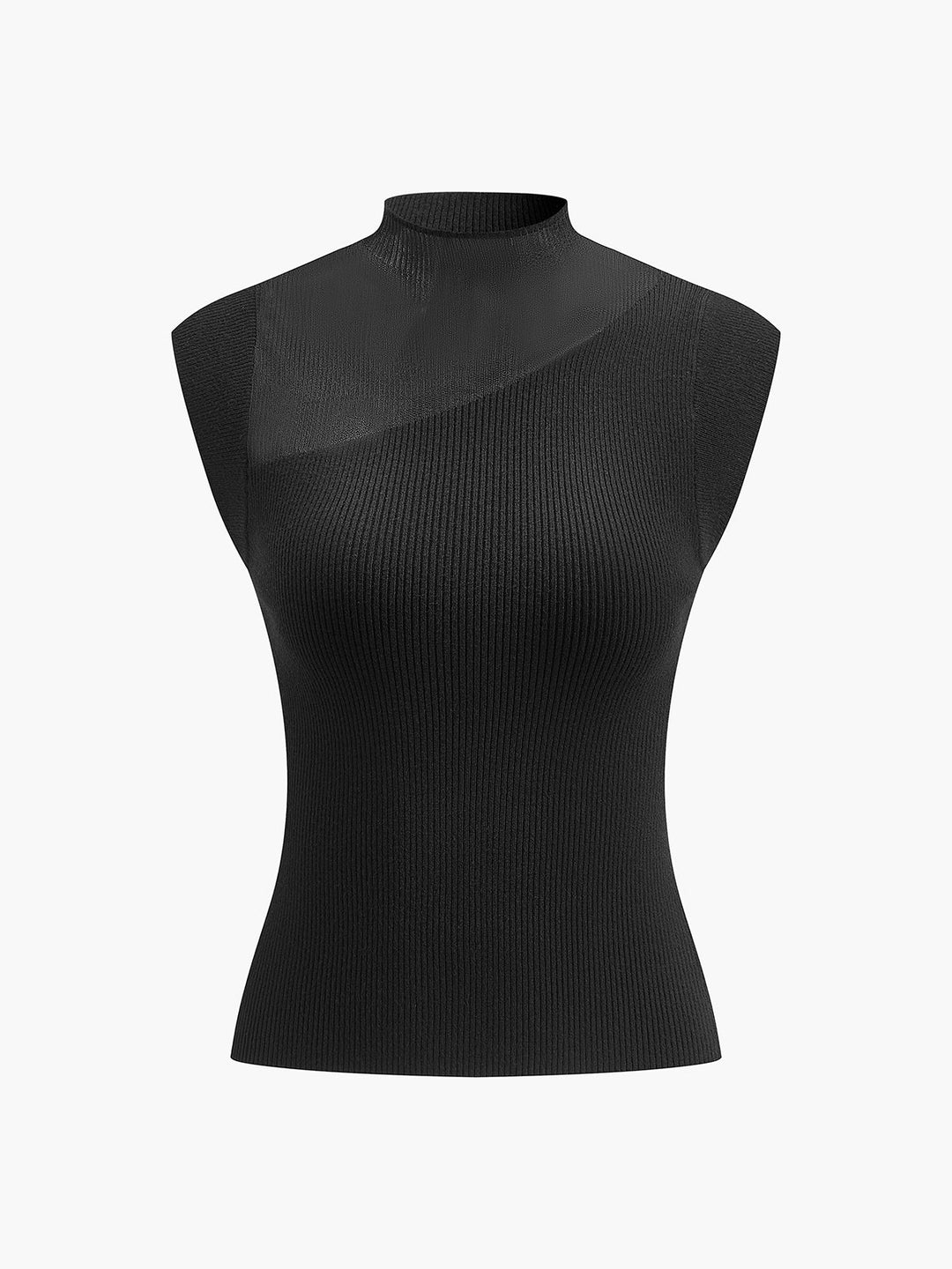 Haut sans manches patchwork en mesh