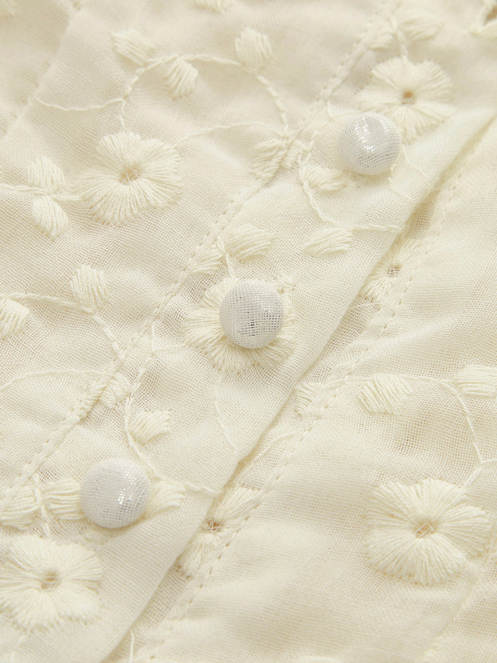 Top Peplum Fleuri Ruché à Bordure en Dentelle