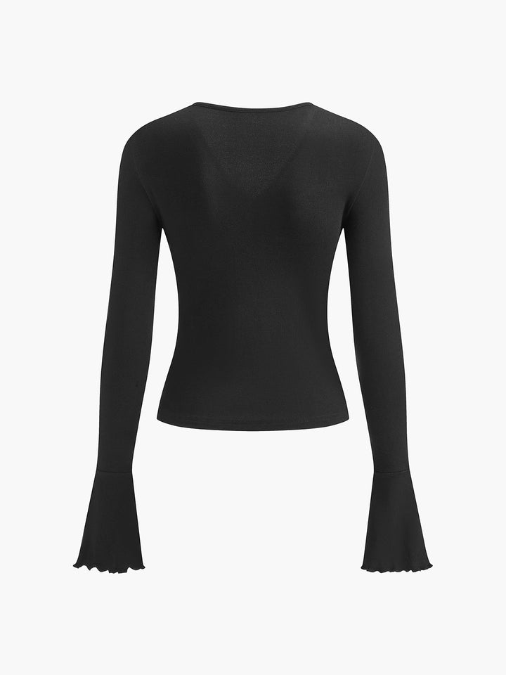 Haut en maille transparente à col en V