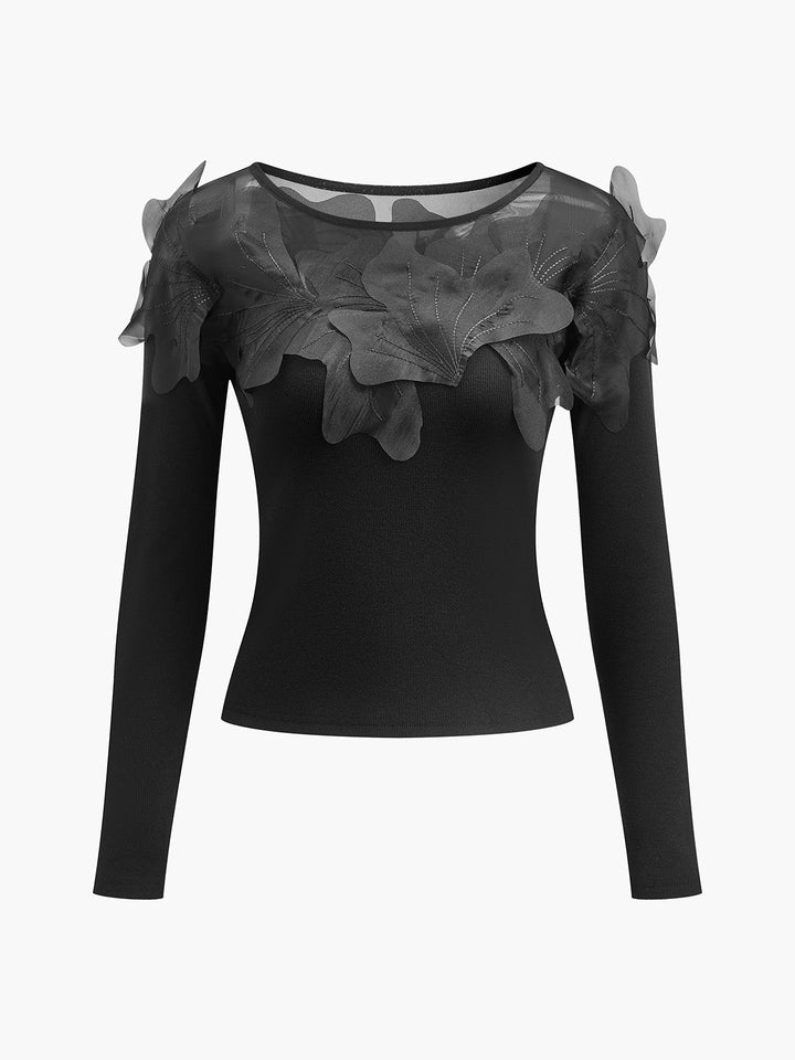 Blouse Ajustée Fleurie Semi-Transparente