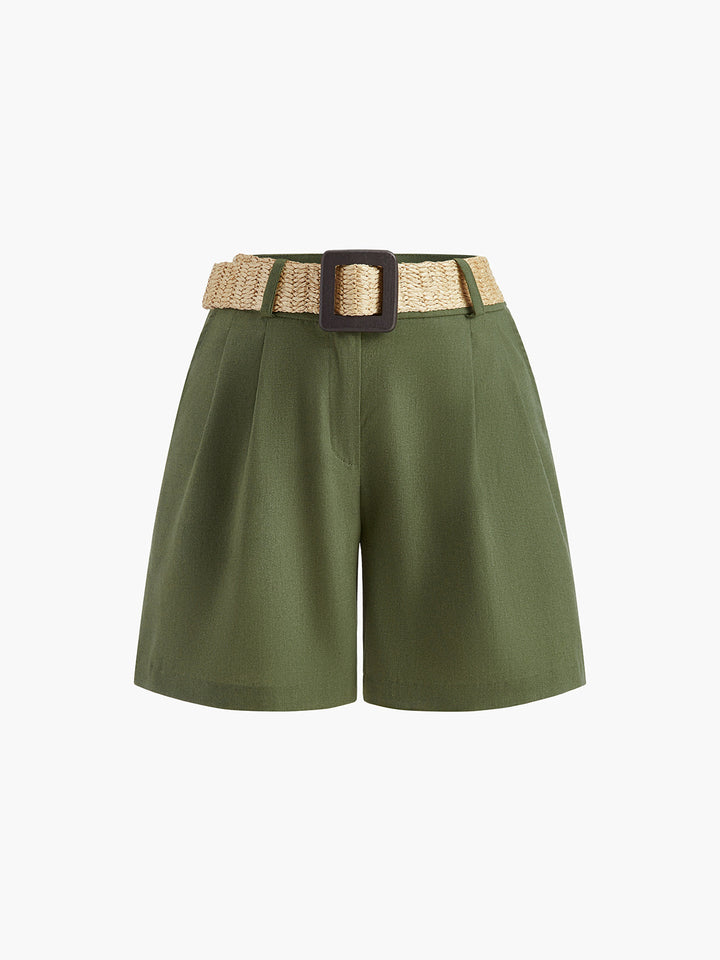 Ensemble Short Boutonné Col V avec Ceinture