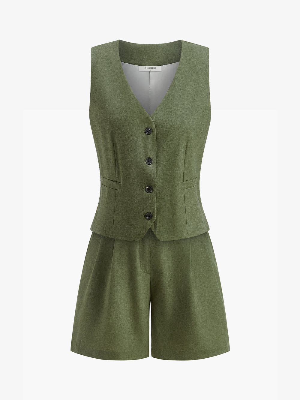 Ensemble Short Boutonné Col V avec Ceinture