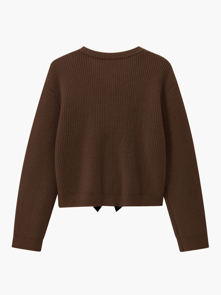 Pull Chaud Côtelé à Nœud