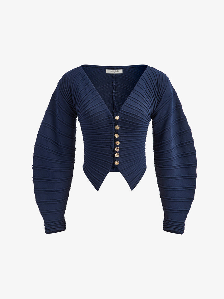 Haut en tricot boutonné plissé