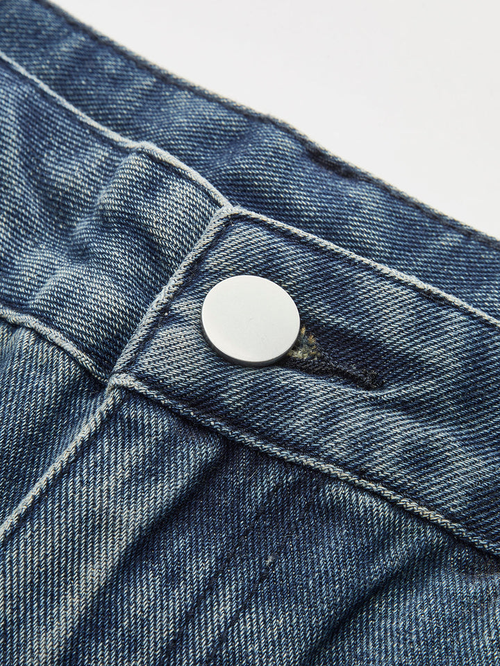 Jeans Larges Vintage Délavés Taille Basse