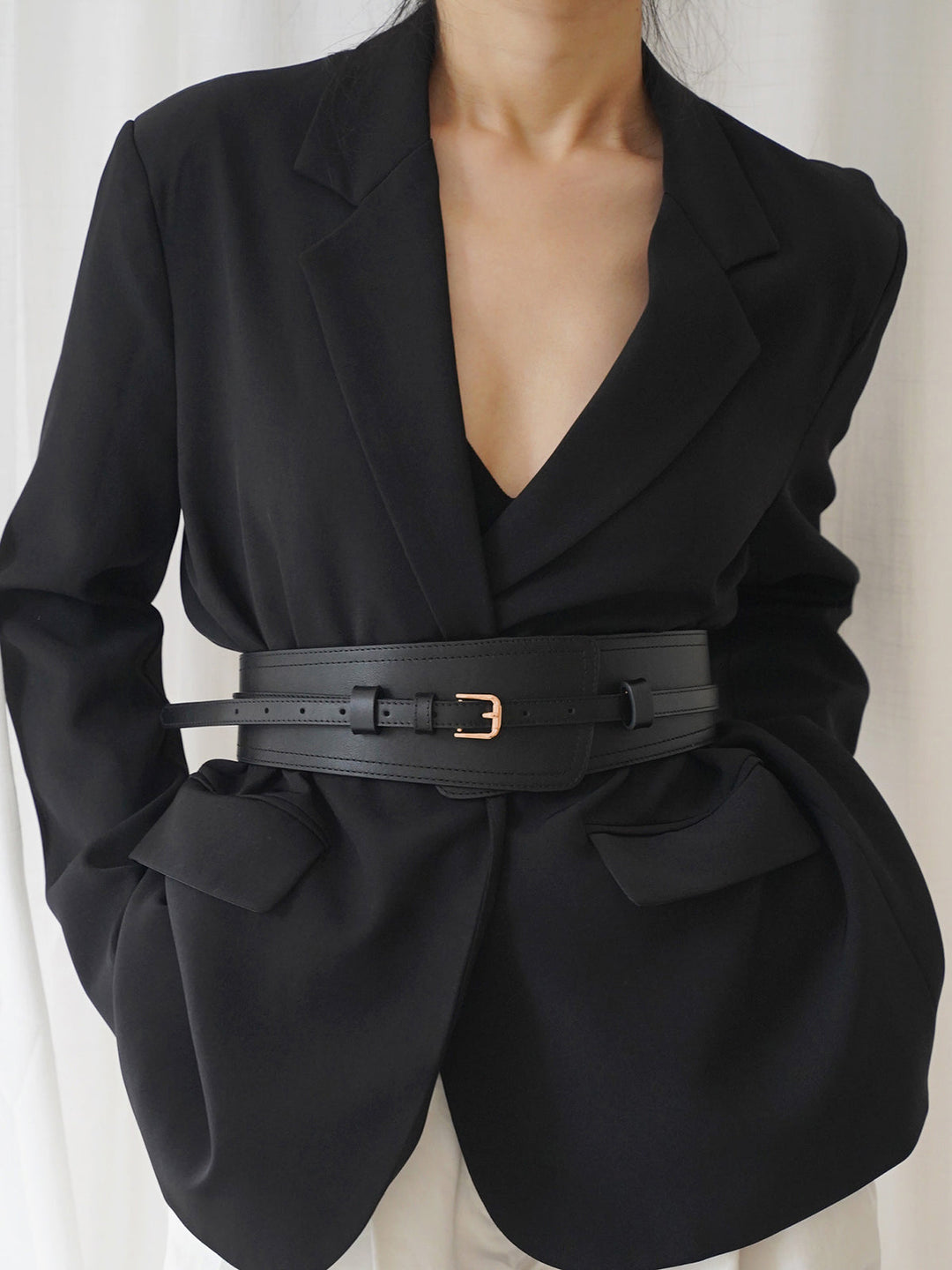 Ceinture oversize en cuir de vachette deux voies