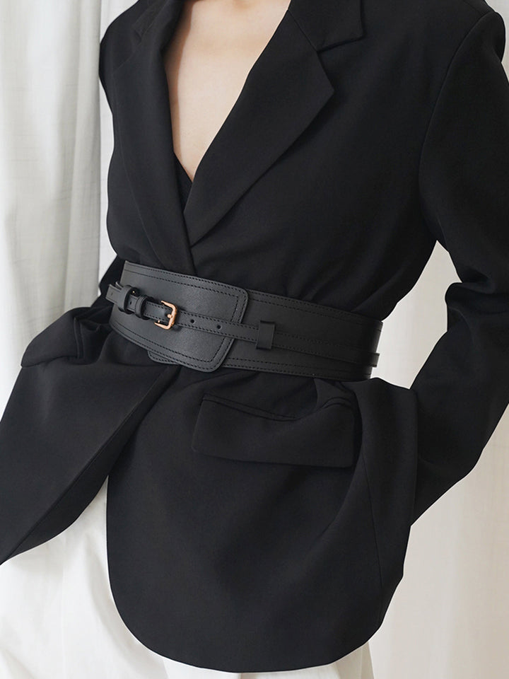 Ceinture oversize en cuir de vachette deux voies