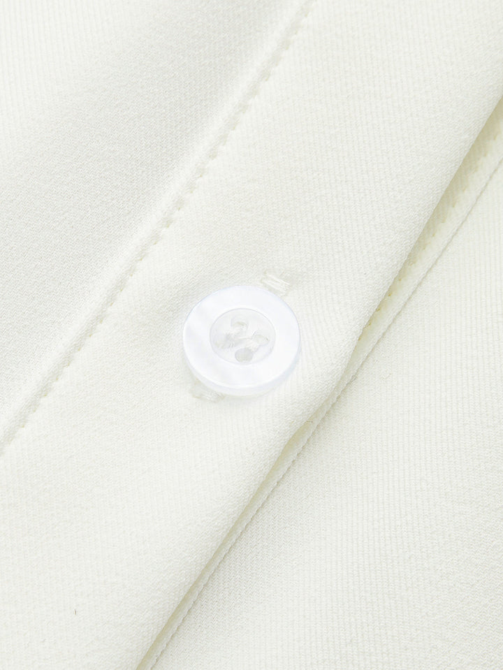 Chemise à Boutons nouée avec col à revers plissé