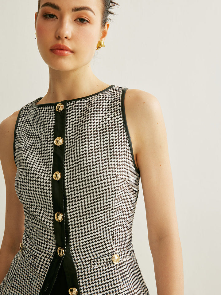 Gilet sans manches à chevrons avec bordure contrastante