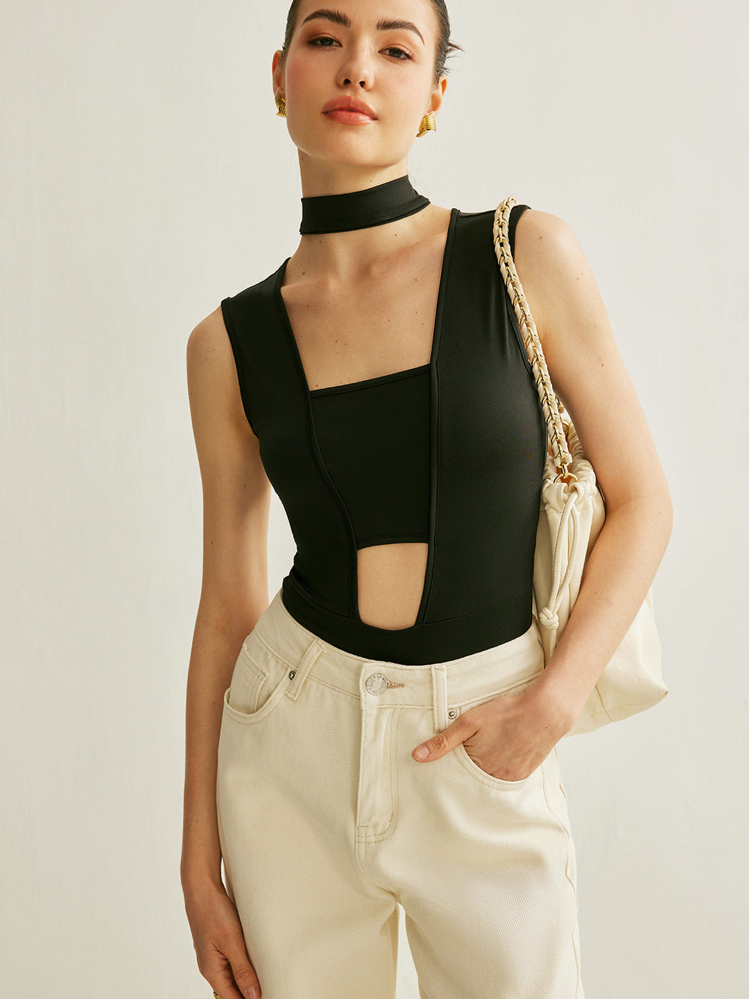 Bodysuit Athleisure Sans Manches Déchiré