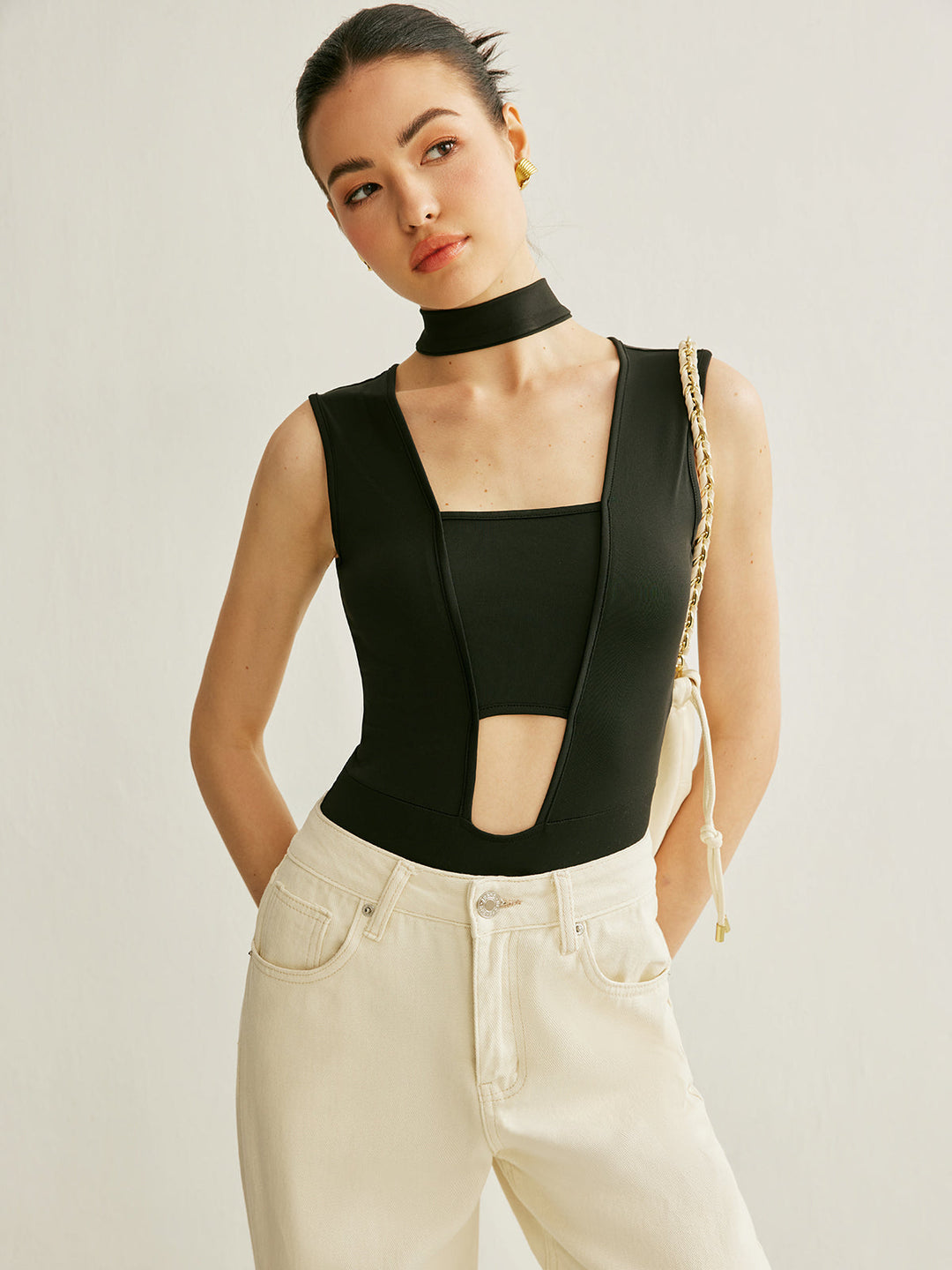 Bodysuit Athleisure Sans Manches Déchiré