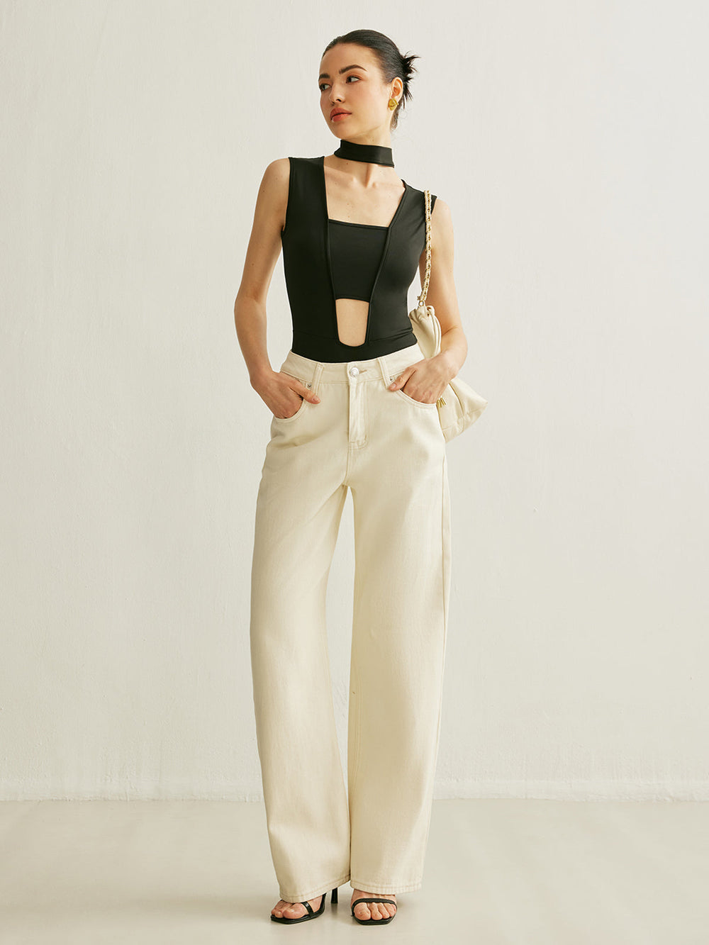 Bodysuit Athleisure Sans Manches Déchiré