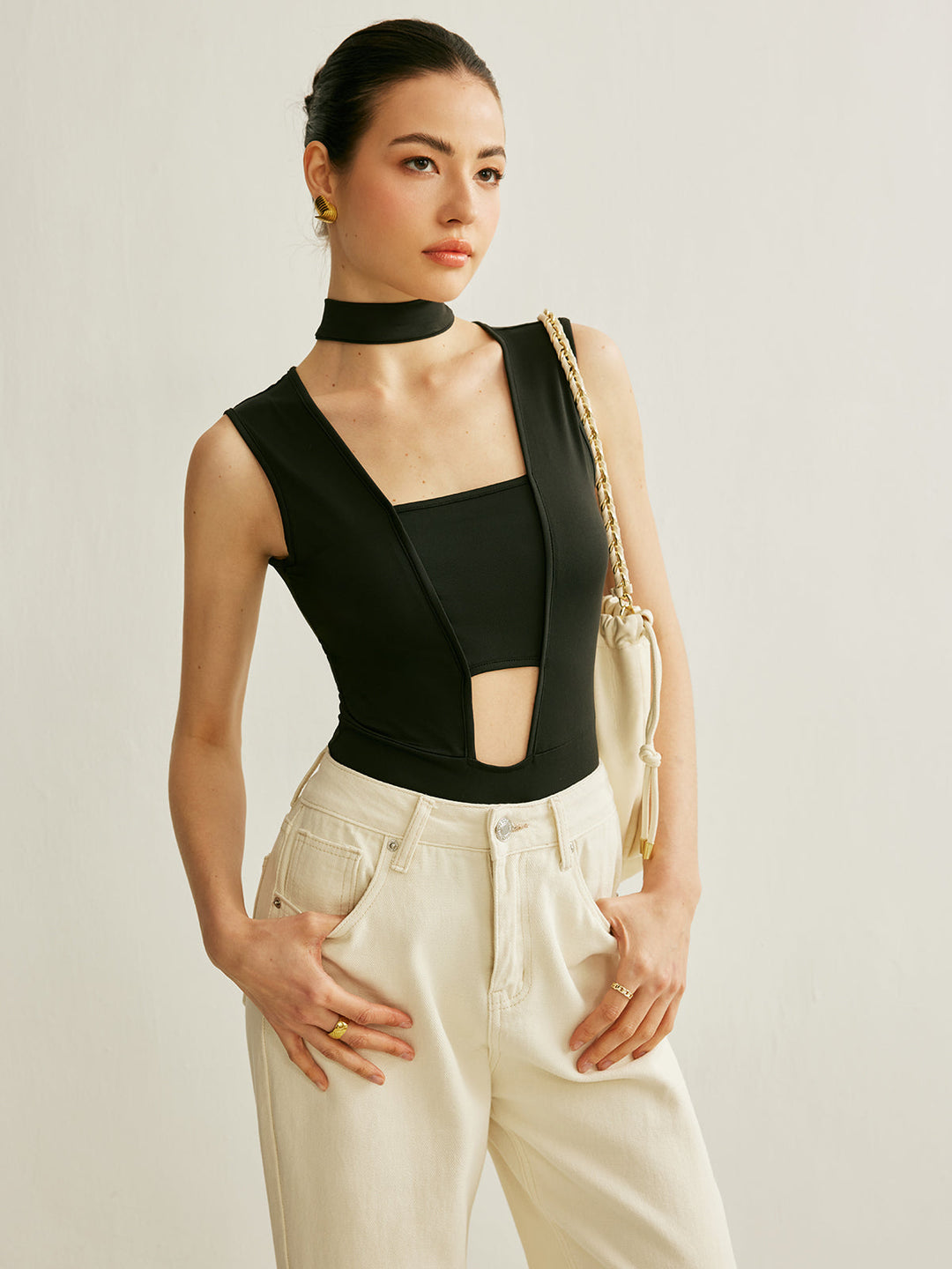 Bodysuit Athleisure Sans Manches Déchiré