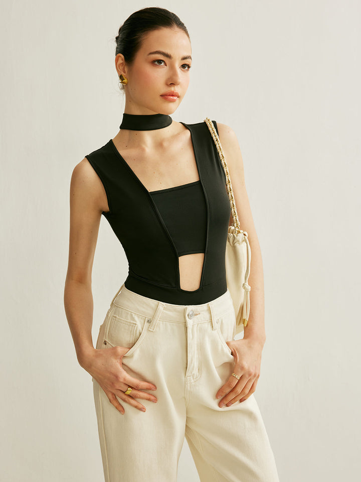 Bodysuit Athleisure Sans Manches Déchiré