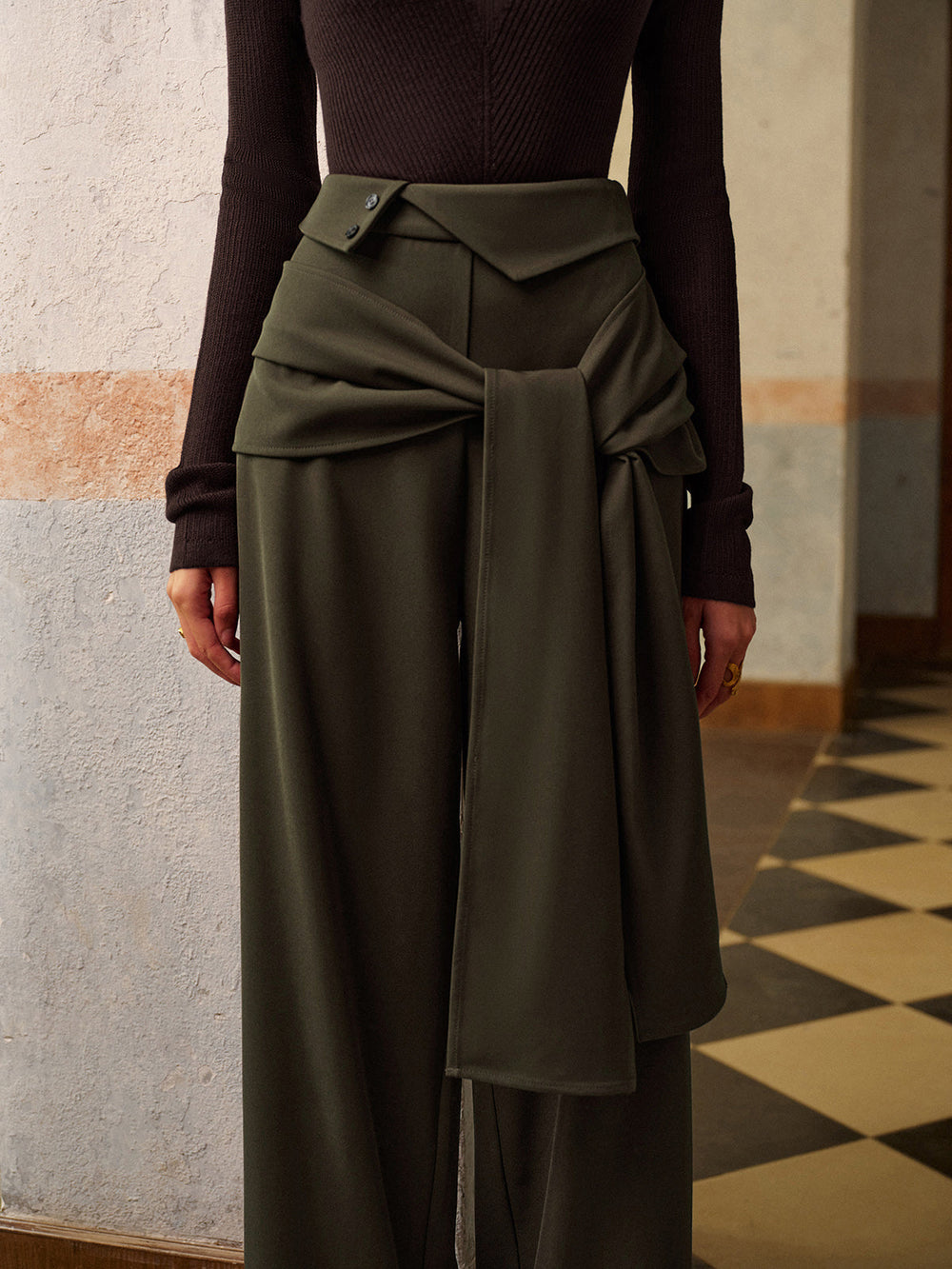 Pantalon Noué Mi-Taille