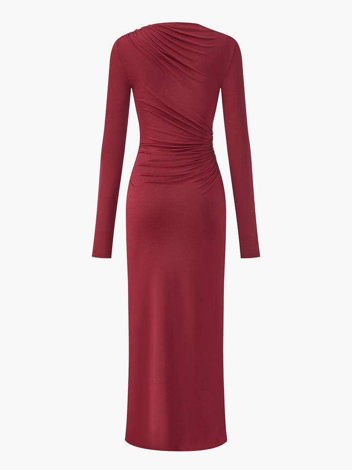 Robe Longue Ajustée en Jersey Ruché