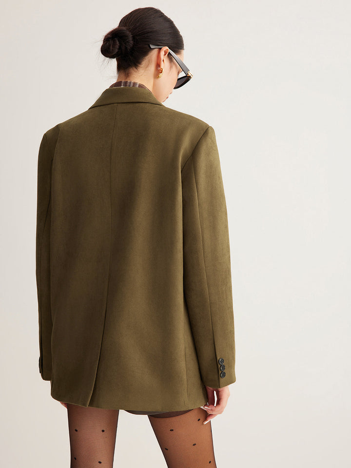 Blazer à Fente Arrière en Daim
